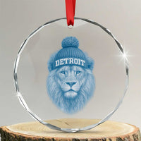 Detroit Football Crystal Glass Ornament Retro Lions Mascot Sport Fan - Wonder Print Shop