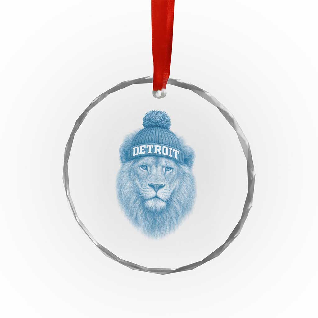 Detroit Football Crystal Glass Ornament Retro Lions Mascot Sport Fan - Wonder Print Shop