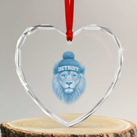 Detroit Football Heart Crystal Glass Ornament Retro Lions Mascot Sport Fan - Wonder Print Shop