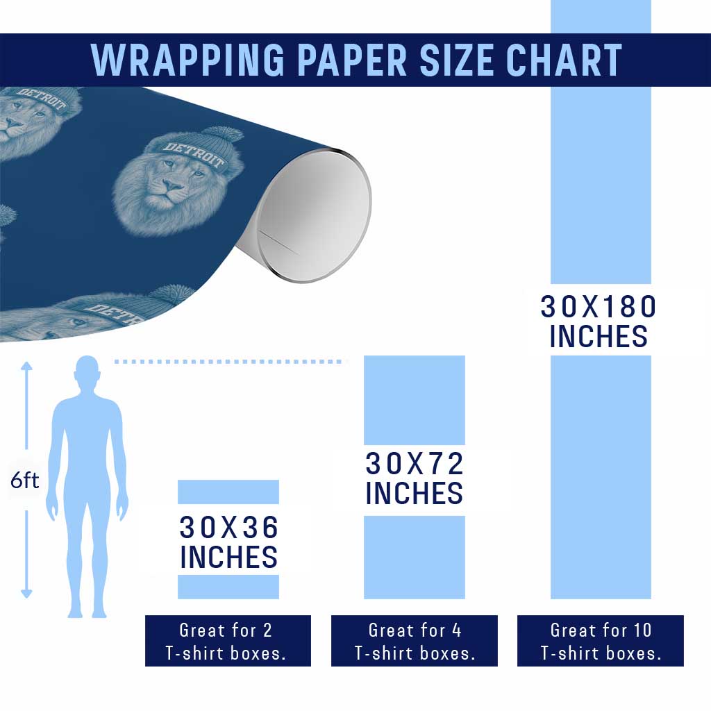 Detroit Football Wrapping Paper Roll Retro Lions Mascot Sport Fan - Wonder Print Shop