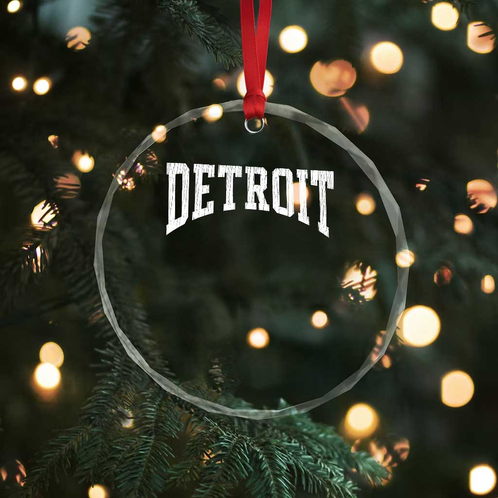 Detroit Michigan City Throwback Design Vintage Crystal Glass Ornament