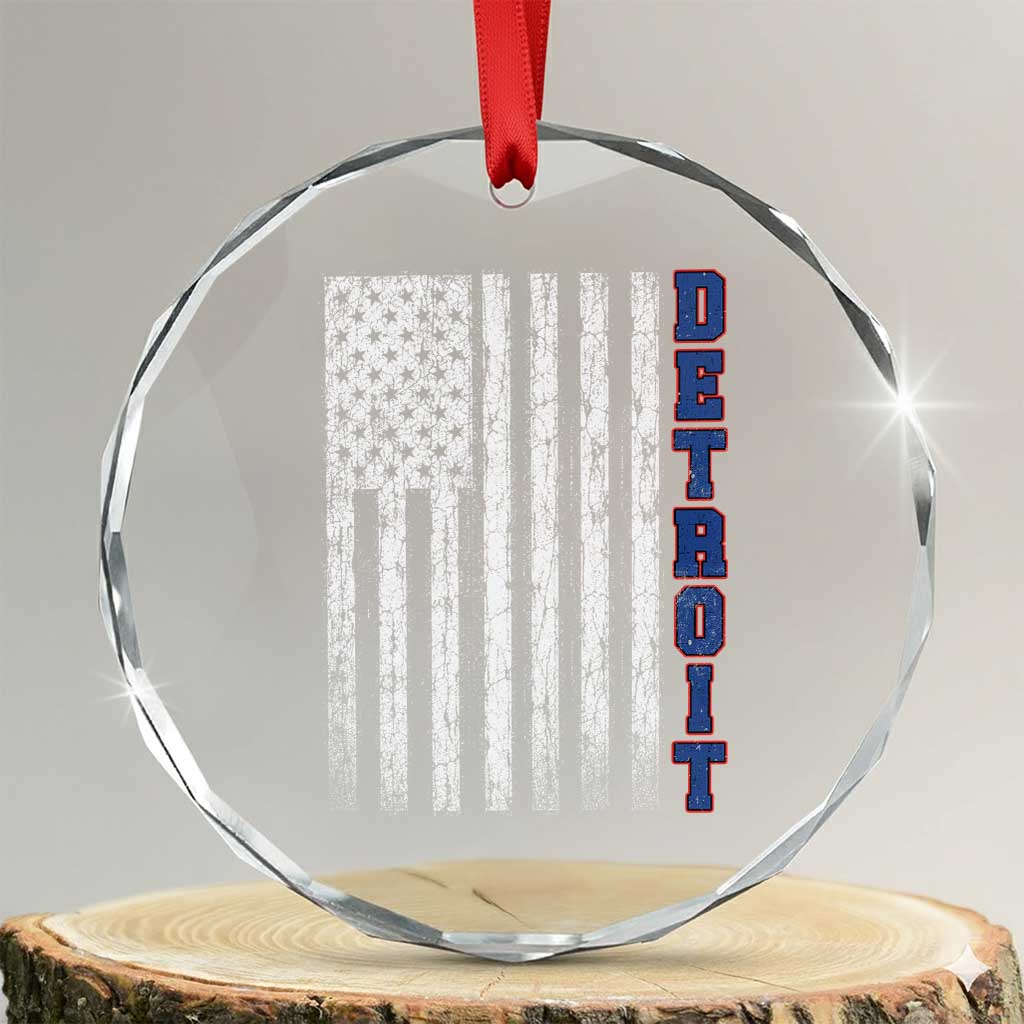 Detroit Michigan State Pride Vintage American Flag Crystal Glass Ornament