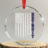 Detroit Michigan State Pride Vintage American Flag Crystal Glass Ornament