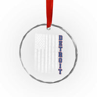 Detroit Michigan State Pride Vintage American Flag Crystal Glass Ornament