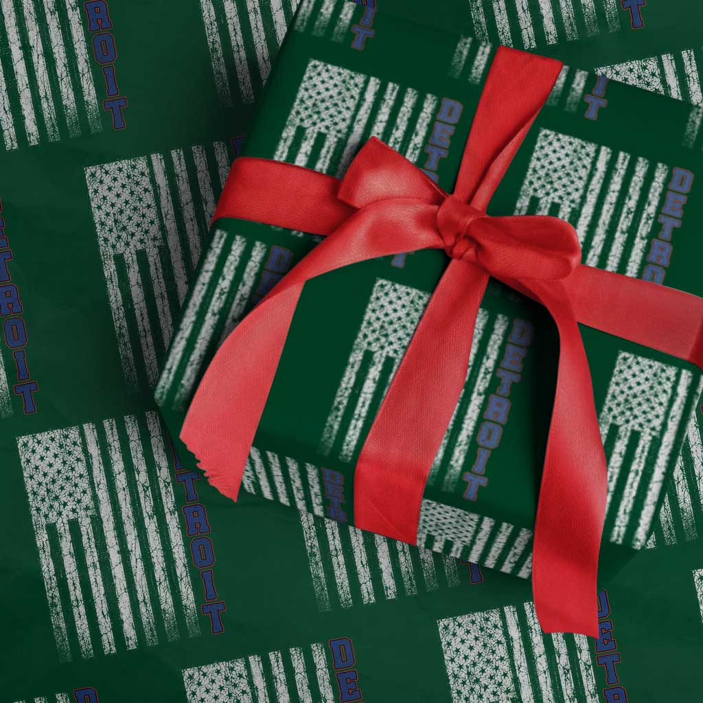 Detroit Michigan State Pride Vintage American Flag Wrapping Paper Roll