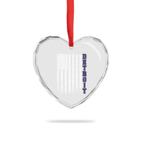 Detroit Michigan State Pride Vintage American Flag Heart Crystal Glass Ornament