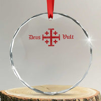 Deus Vult Catholic Knight Templar Crusader Cross Crystal Glass Ornament