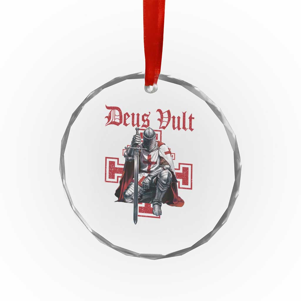 Deus Vult Knight Templar Crystal Glass Ornament Crusader Cross - Wonder Print Shop