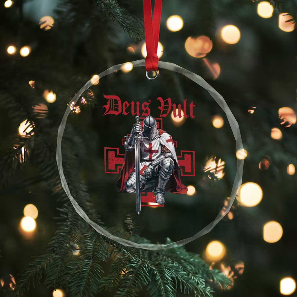 Deus Vult Knight Templar Crystal Glass Ornament Crusader Cross - Wonder Print Shop