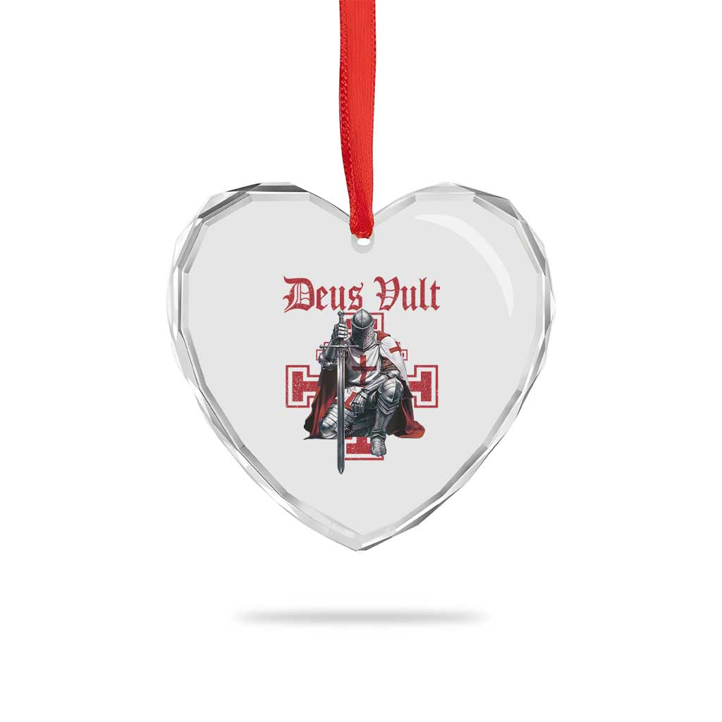 Deus Vult Knight Templar Heart Crystal Glass Ornament Crusader Cross - Wonder Print Shop