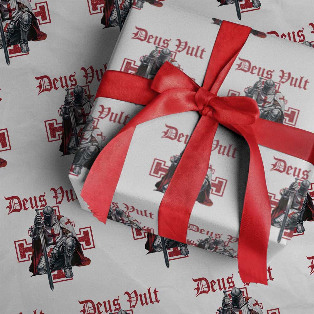 Deus Vult Knight Templar Wrapping Paper Roll Crusader Cross - Wonder Print Shop