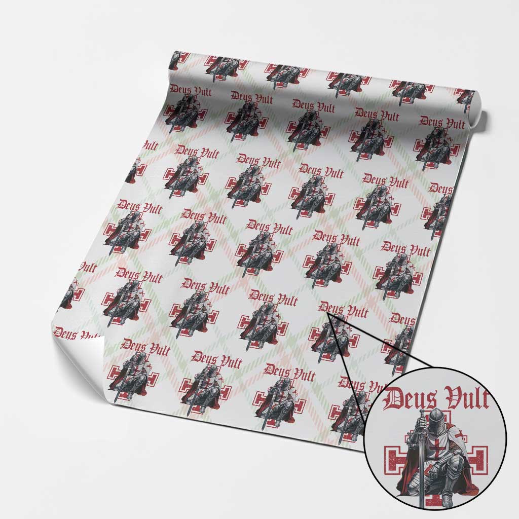 Deus Vult Knight Templar Wrapping Paper Roll Crusader Cross - Wonder Print Shop