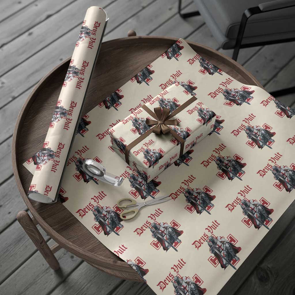 Deus Vult Knight Templar Wrapping Paper Roll Crusader Cross - Wonder Print Shop