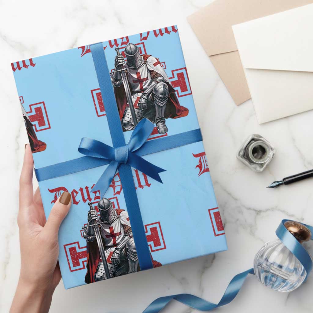 Deus Vult Knight Templar Wrapping Paper Roll Crusader Cross - Wonder Print Shop