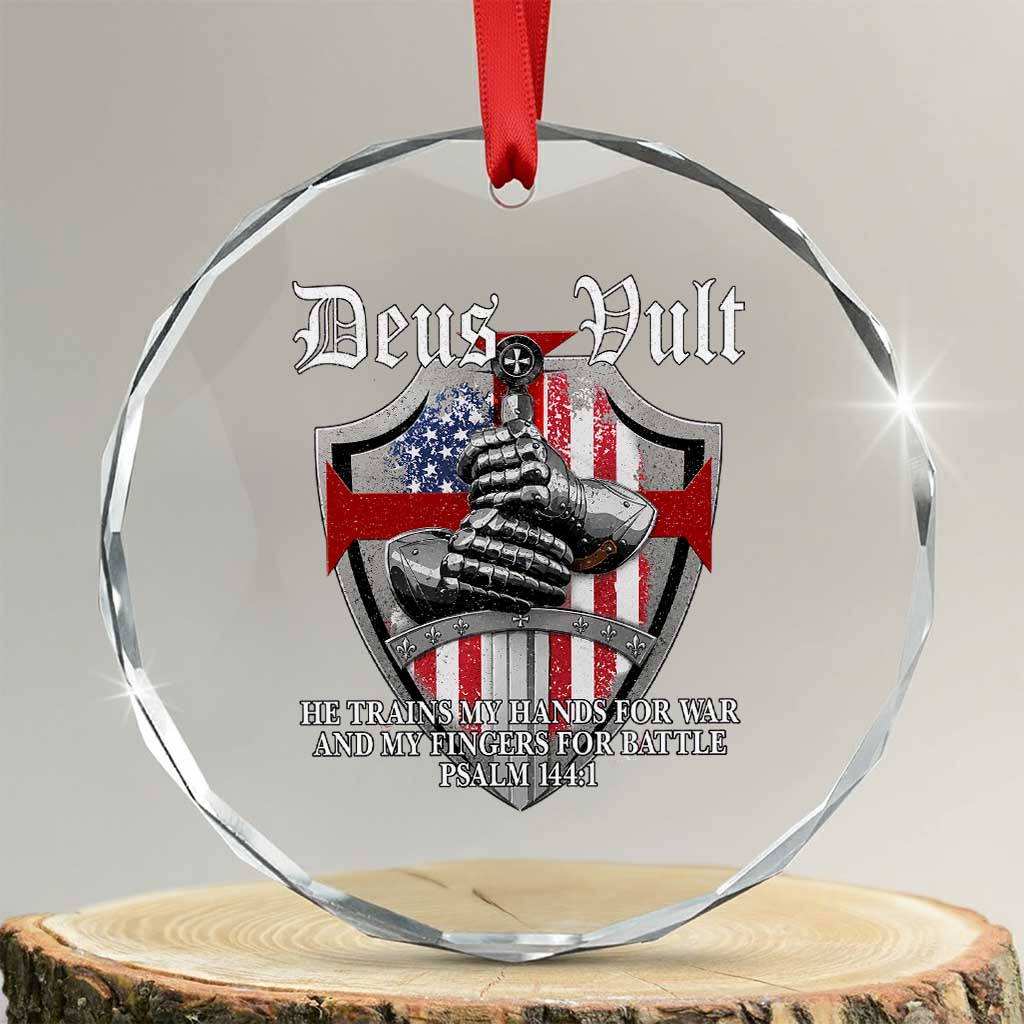 Deus Vult Knights Templar Crystal Glass Ornament He Trains My Hands For War And My Fingers For Battle