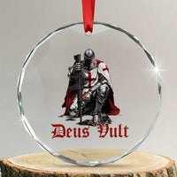 Deus Vult Knights Templar Gun Lover Crystal Glass Ornament Crusader Cross Soldier of Christ