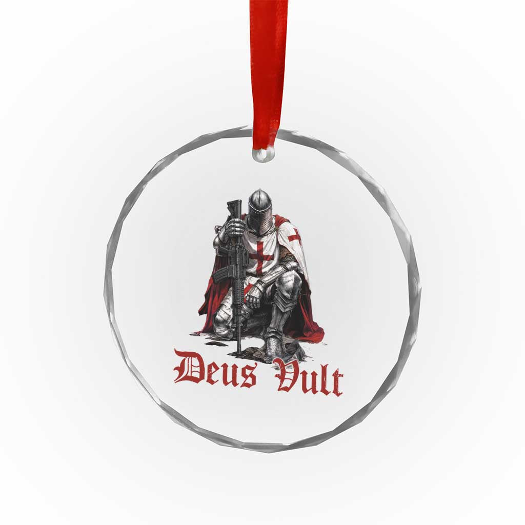 Deus Vult Knights Templar Gun Lover Crystal Glass Ornament Crusader Cross Soldier of Christ