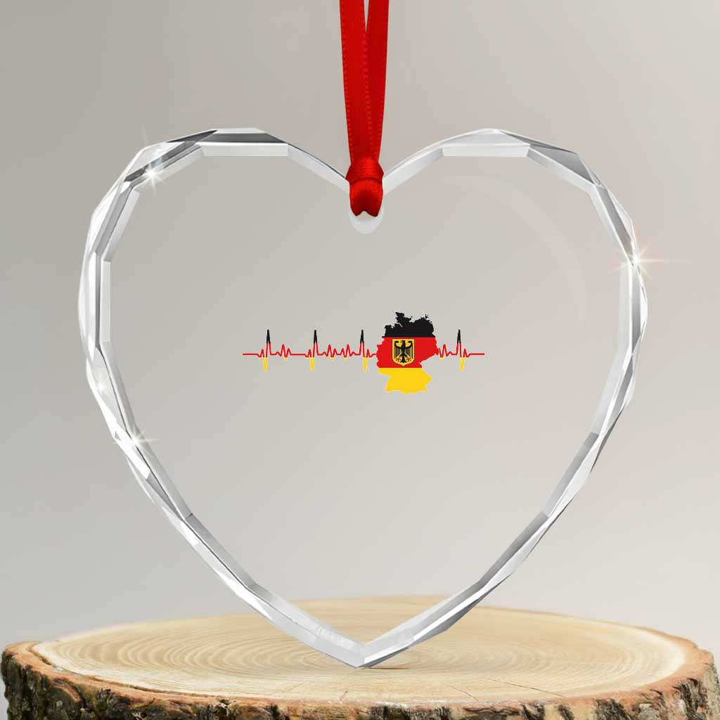 Deutschland Flag Eagle Vintage German Heritage Pride Heart Crystal Glass Ornament