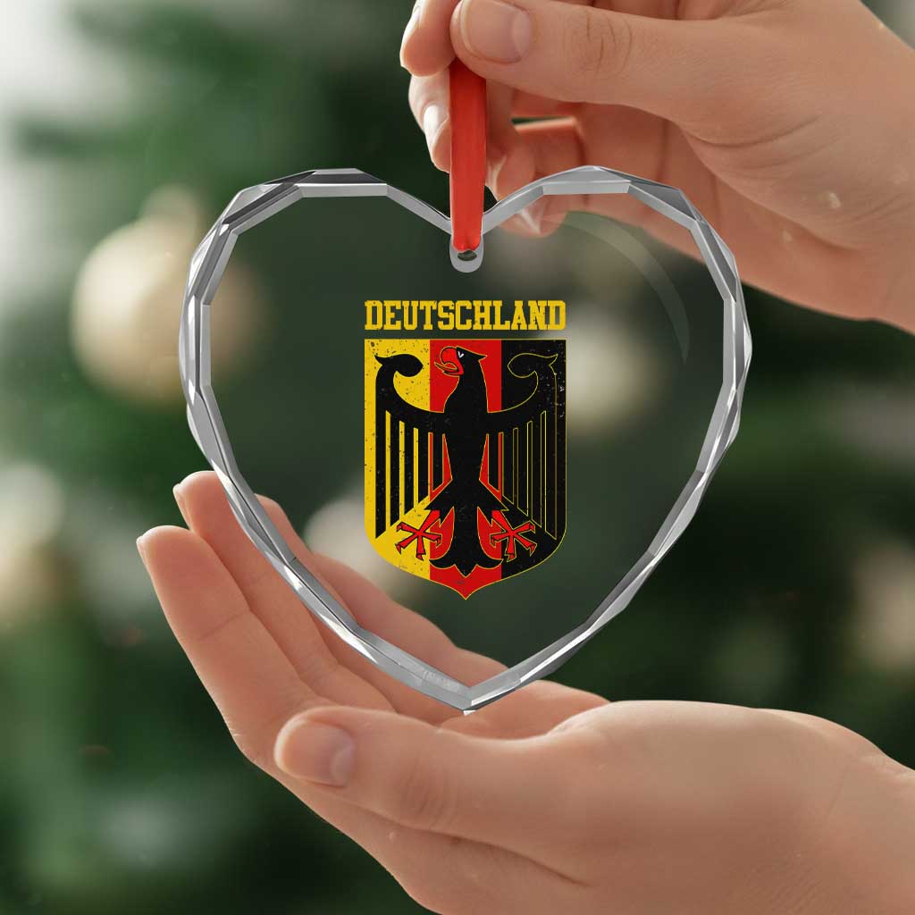 Deutschland German Pride Heart Crystal Glass Ornament Bundesadler Coat of Arms - Wonder Print Shop