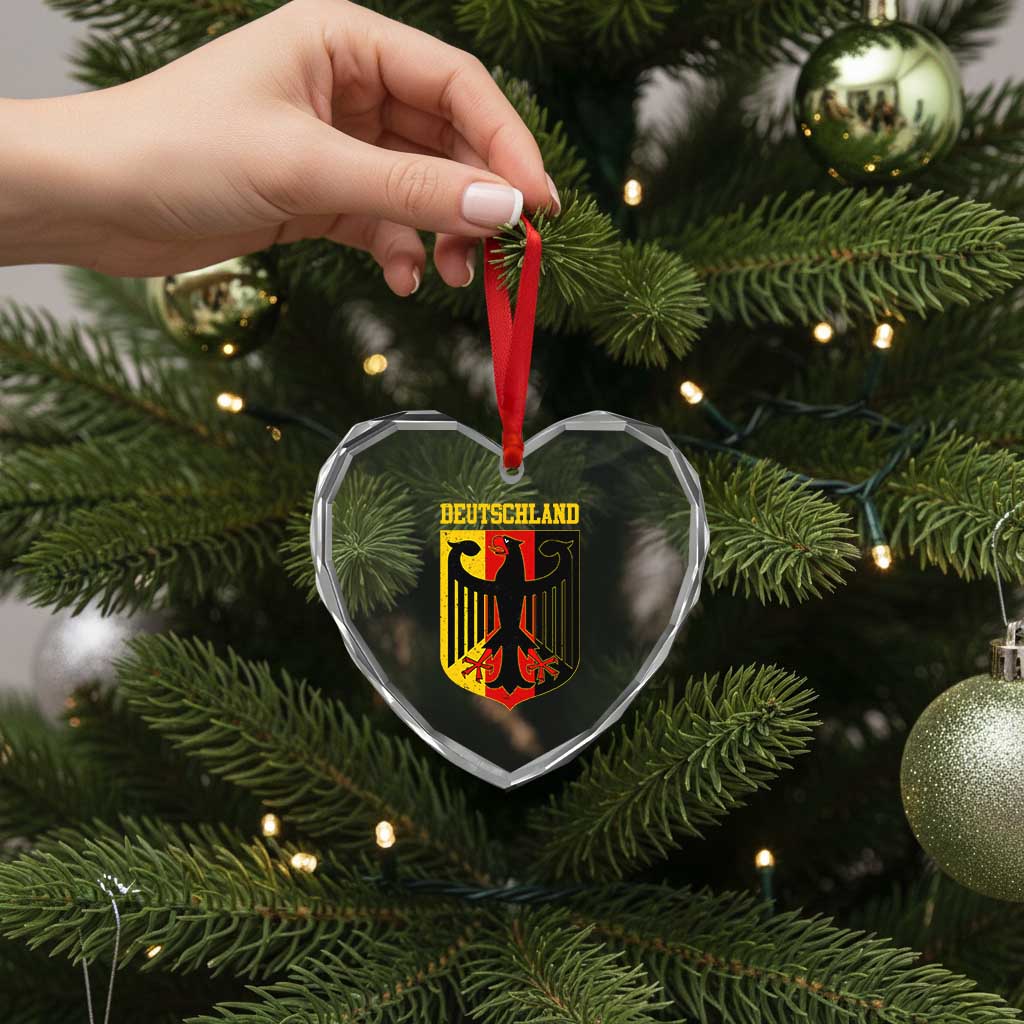 Deutschland German Pride Heart Crystal Glass Ornament Bundesadler Coat of Arms - Wonder Print Shop
