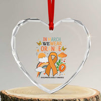 Developmental Disability Awareness Heart Crystal Glass Ornament In March We Wear Orange - Wonder Print Shop