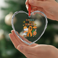 Developmental Disability Awareness Heart Crystal Glass Ornament In March We Wear Orange - Wonder Print Shop