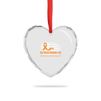 Developmental Disability Awareness Heart Crystal Glass Ornament US American Flag We Wear Orange - Wonder Print Shop