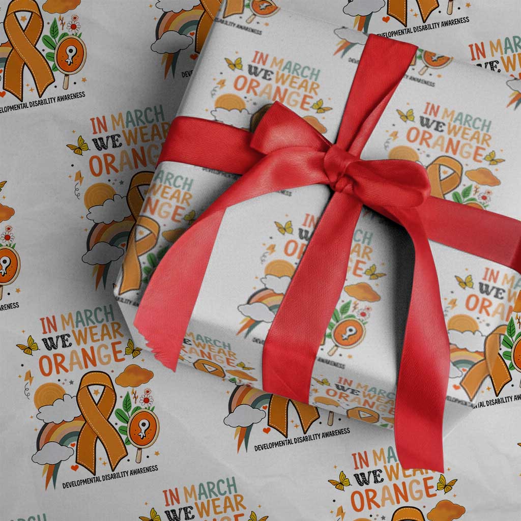 Developmental Disability Awareness Wrapping Paper Roll In March We Wear Orange - Wonder Print Shop
