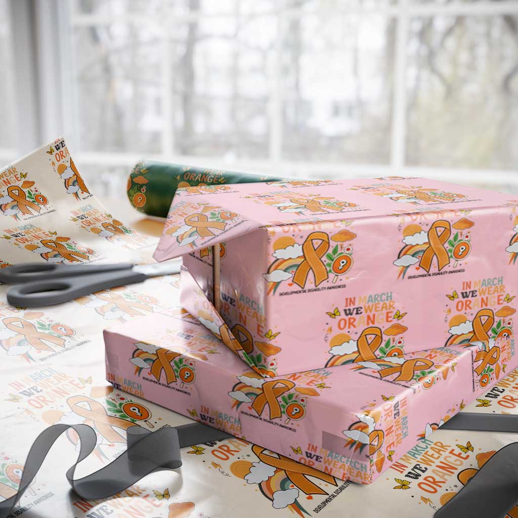 Developmental Disability Awareness Wrapping Paper Roll In March We Wear Orange - Wonder Print Shop
