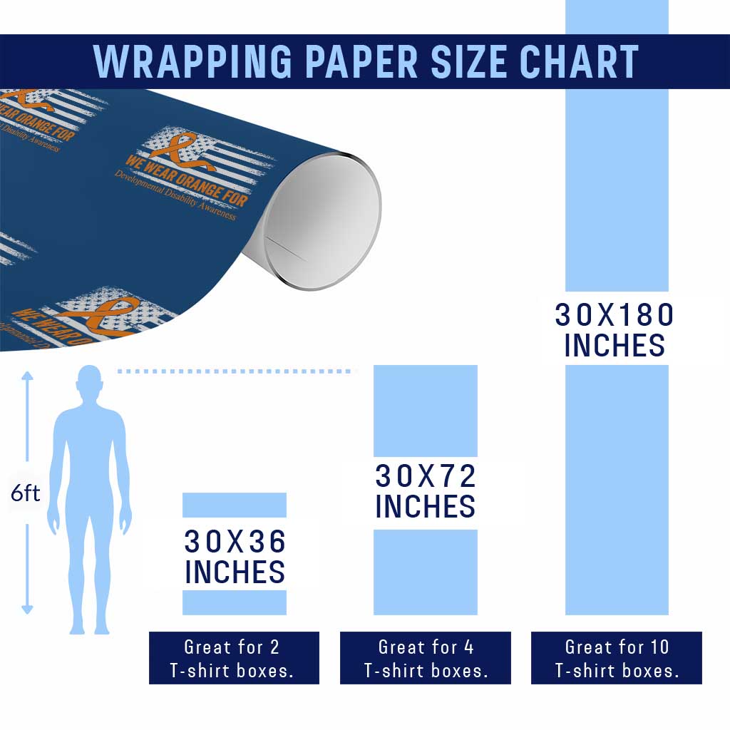 Developmental Disability Awareness Wrapping Paper Roll US American Flag We Wear Orange - Wonder Print Shop