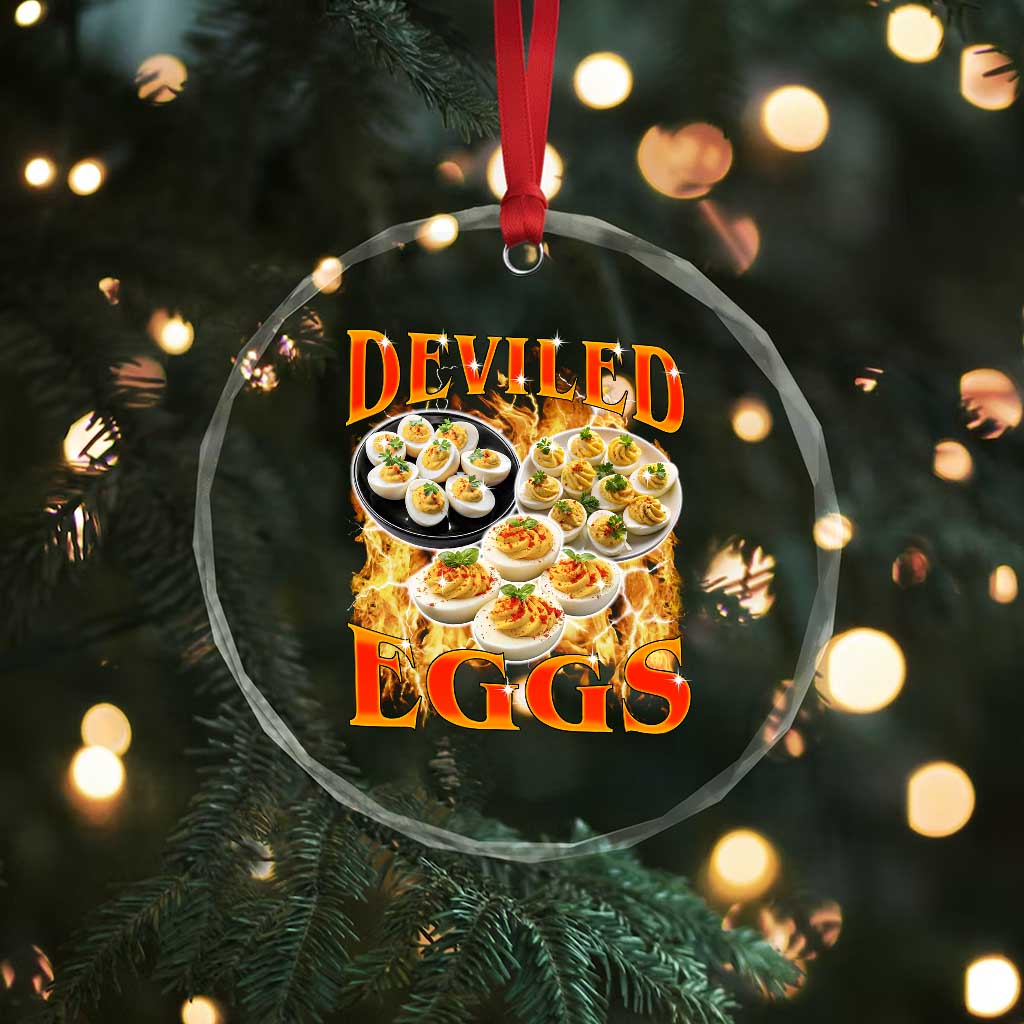 Deviled Eggs Crystal Glass Ornament Vintage 90s Thanksgiving Funny Foodie Bootleg Graphic