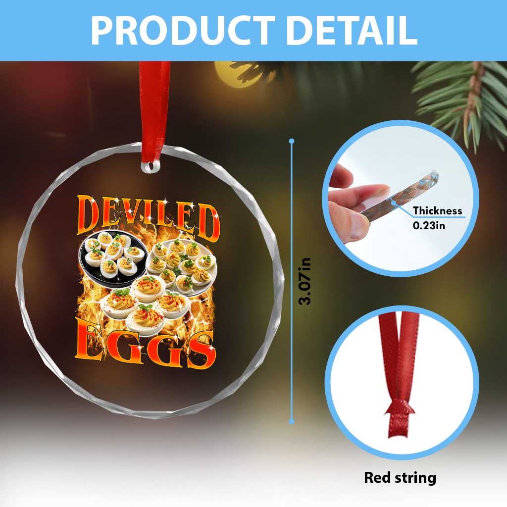 Deviled Eggs Crystal Glass Ornament Vintage 90s Thanksgiving Funny Foodie Bootleg Graphic