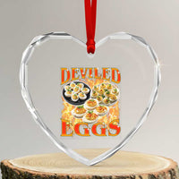 Deviled Eggs Heart Crystal Glass Ornament Vintage 90s Thanksgiving Funny Foodie Bootleg Graphic