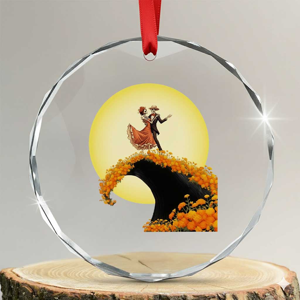 Dia De Los Muertos Crystal Glass Ornament Skeletons Dancing Mexican - Wonder Print Shop