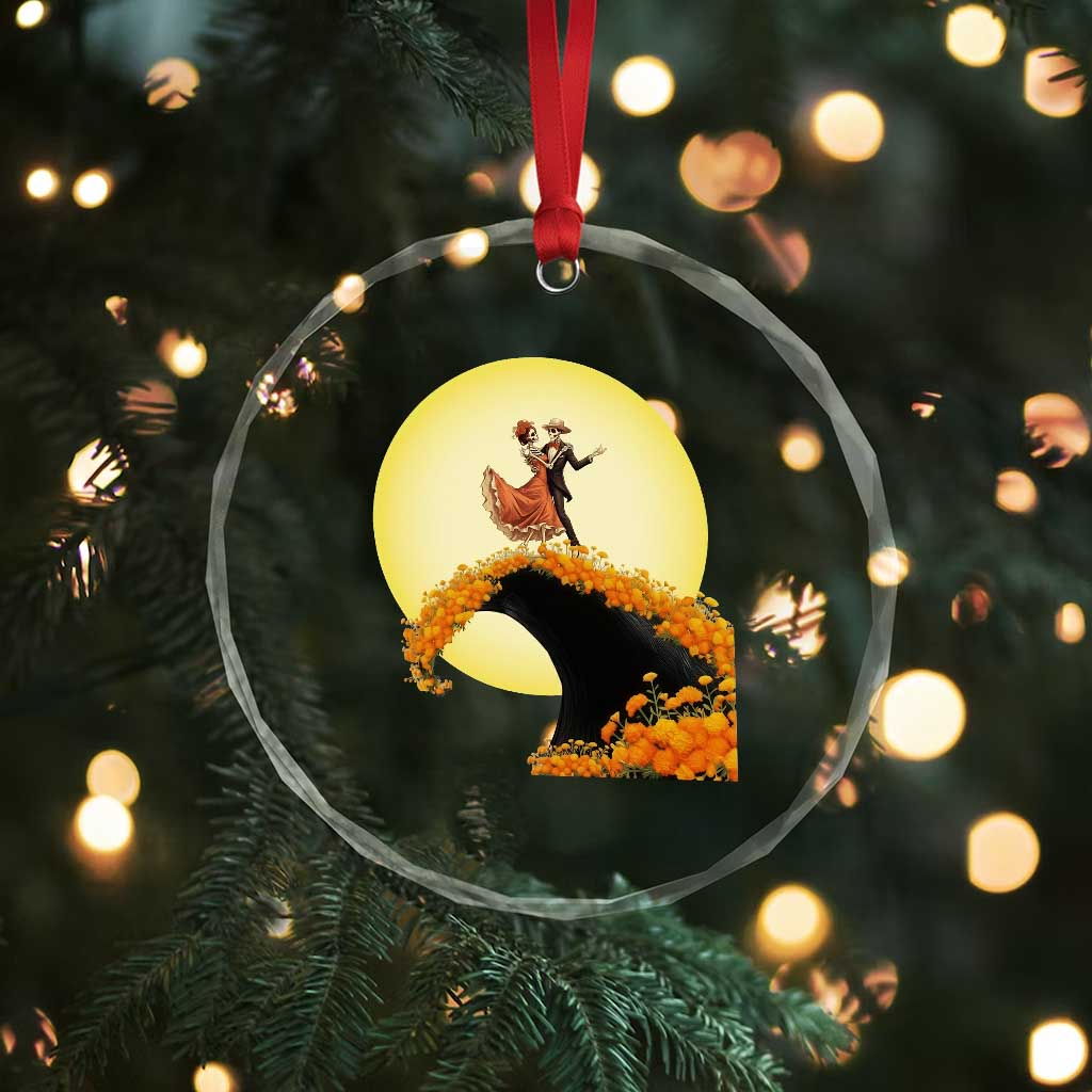 Dia De Los Muertos Crystal Glass Ornament Skeletons Dancing Mexican - Wonder Print Shop
