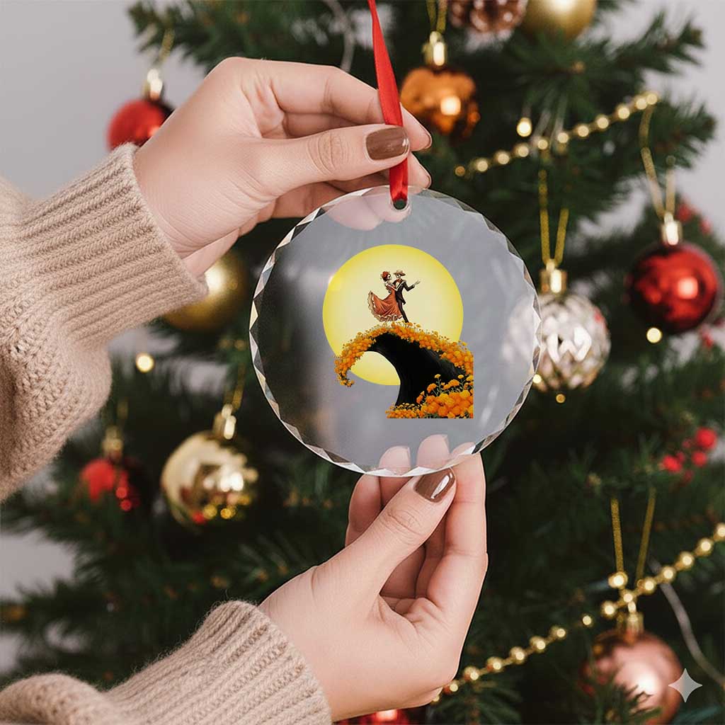 Dia De Los Muertos Crystal Glass Ornament Skeletons Dancing Mexican - Wonder Print Shop
