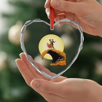 Dia De Los Muertos Heart Crystal Glass Ornament Skeletons Dancing Mexican - Wonder Print Shop