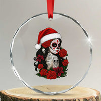 Dia De Los Muertos Mexican Christmas Crystal Glass Ornament Day of the Dead Sugar Skull Women - Wonder Print Shop