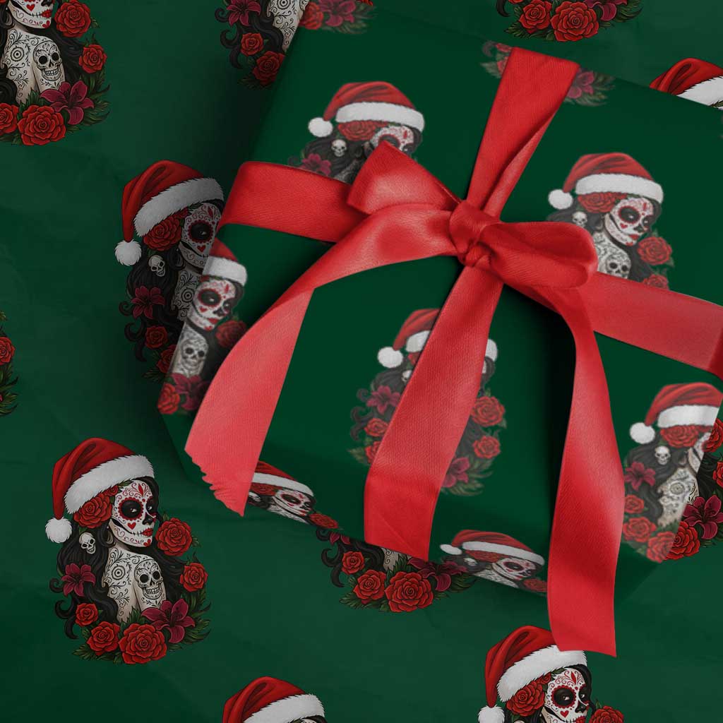Dia De Los Muertos Mexican Christmas Wrapping Paper Roll Day of the Dead Sugar Skull Women - Wonder Print Shop