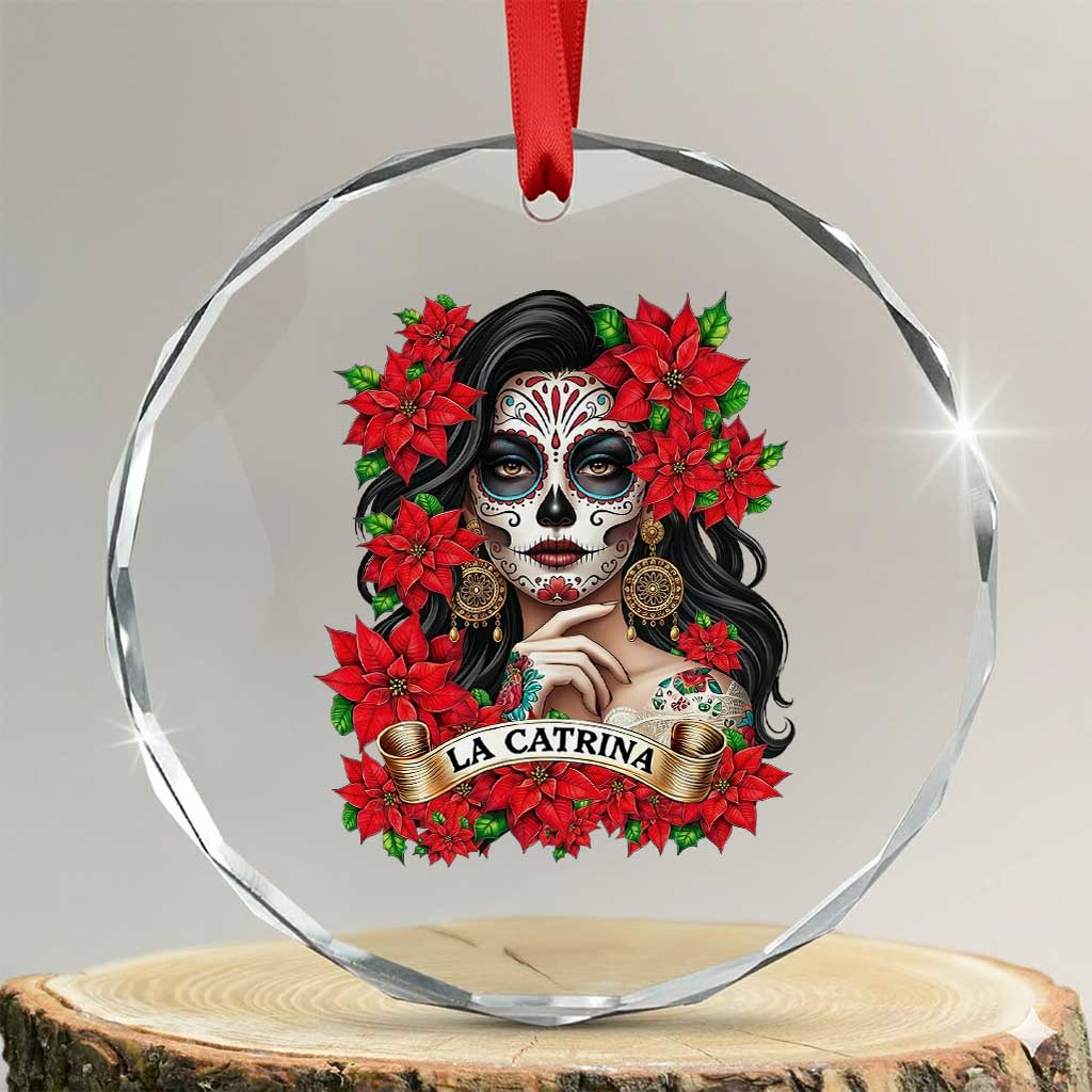 Dia De Los Muertos Mexican Crystal Glass Ornament Day of the Dead Sugar Skull Women - Wonder Print Shop