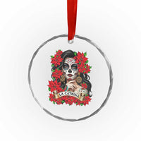 Dia De Los Muertos Mexican Crystal Glass Ornament Day of the Dead Sugar Skull Women - Wonder Print Shop