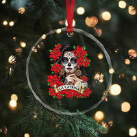 Dia De Los Muertos Mexican Crystal Glass Ornament Day of the Dead Sugar Skull Women - Wonder Print Shop