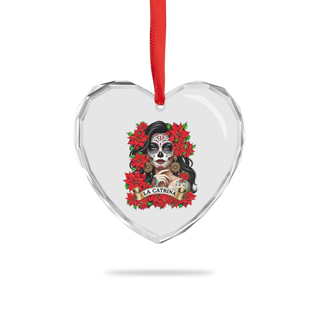 Dia De Los Muertos Mexican Heart Crystal Glass Ornament Day of the Dead Sugar Skull Women - Wonder Print Shop