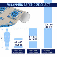 Diabetes Awareness Wrapping Paper Roll Blue Ribbon T1D Warrior Support Squad Retro Groovy