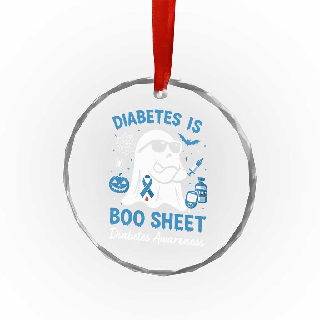 Diabetes is Boo Sheet Crystal Glass Ornament Funny Halloween Ghost Diabetes Type 1 2 Awareness - Wonder Print Shop