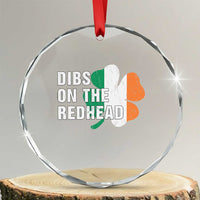Dibs On The Redhead Crystal Glass Ornament Funny Irish St Patricks Day Shamrock