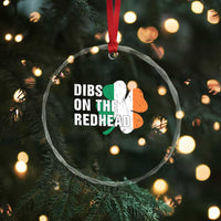 Dibs On The Redhead Crystal Glass Ornament Funny Irish St Patricks Day Shamrock
