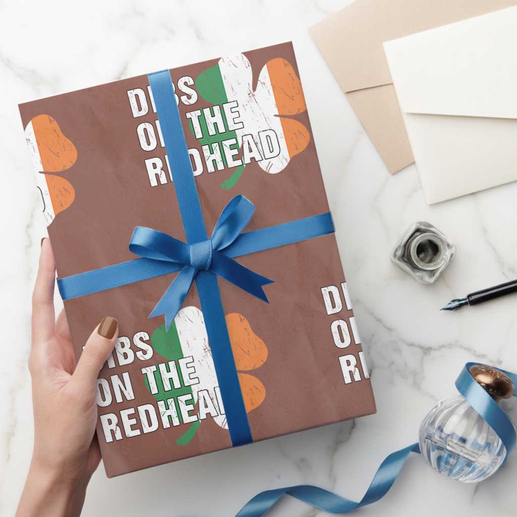 Dibs On The Redhead Wrapping Paper Roll Funny Irish St Patricks Day Shamrock