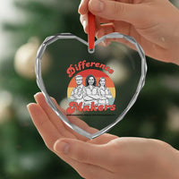 Difference Makers Teacher Appreciation Heart Crystal Glass Ornament Empowering Minds & Advancing Equity Retro Educator - Wonder Print Shop