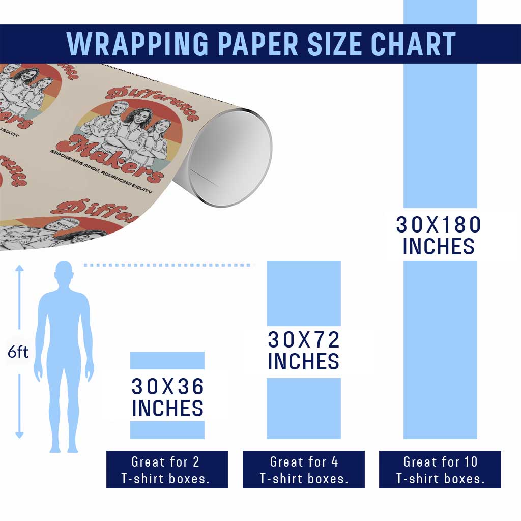 Difference Makers Teacher Appreciation Wrapping Paper Roll Empowering Minds & Advancing Equity Retro Educator - Wonder Print Shop
